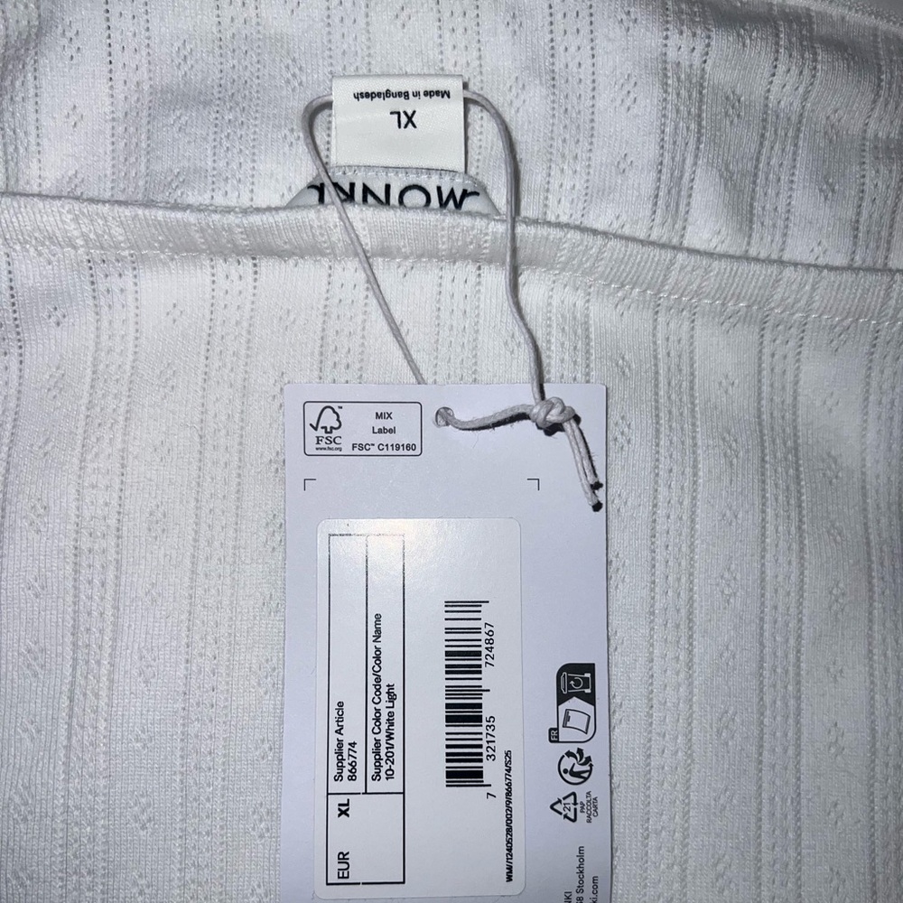 Monki pointelle jersey bandeau mini dress with swing hem in white - Picture 4 of 5